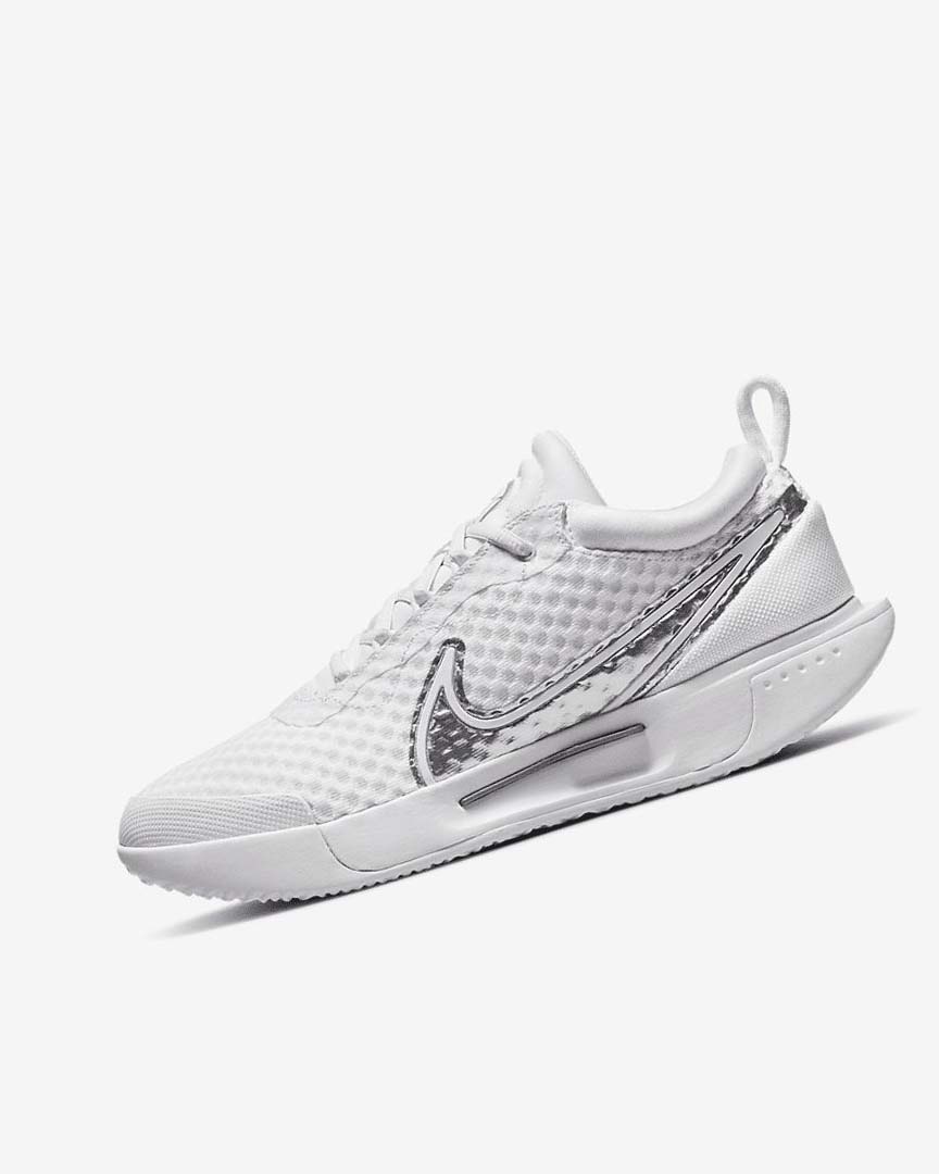 Nike Court Zoom Pro Tennis Sko Dame Hvite Metal Sølv | NO5250