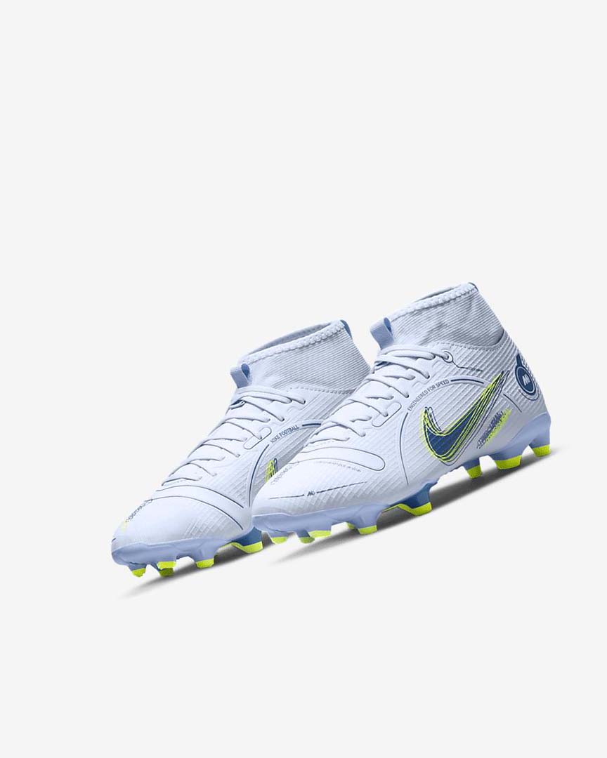 Nike Jr. Mercurial Superfly 8 Academy MG Fotballsko Jente Grå Lyse Blå Blå Blå | NO3205