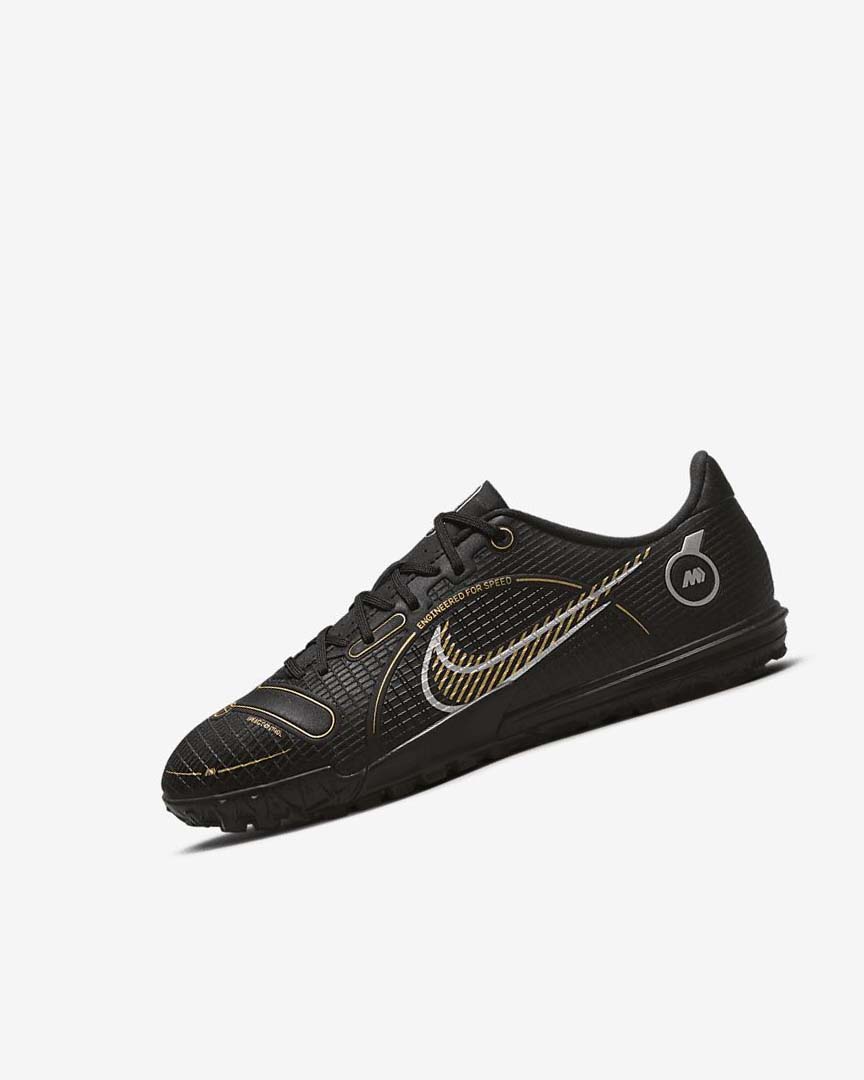 Nike Jr. Mercurial Vapor 14 Academy TF Fotballsko Gutt Svarte Metal Sølv Grå Metal Gull | NO4633