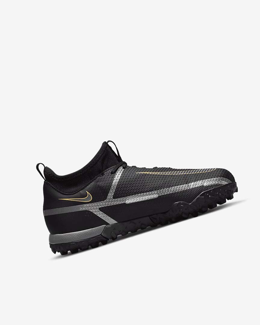 Nike Jr. Phantom GT2 Academy Dynamic Fit TF Fotballsko Jente Svarte Metal Gull Mørke Grå Metal Mørke Grå | NO4957