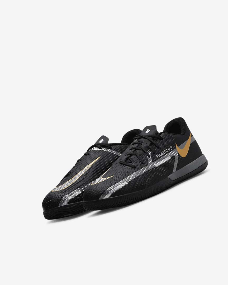 Nike Jr. Phantom GT2 Academy IC Fotballsko Jente Svarte Metal Gull Mørke Grå Metal Mørke Grå | NO4796