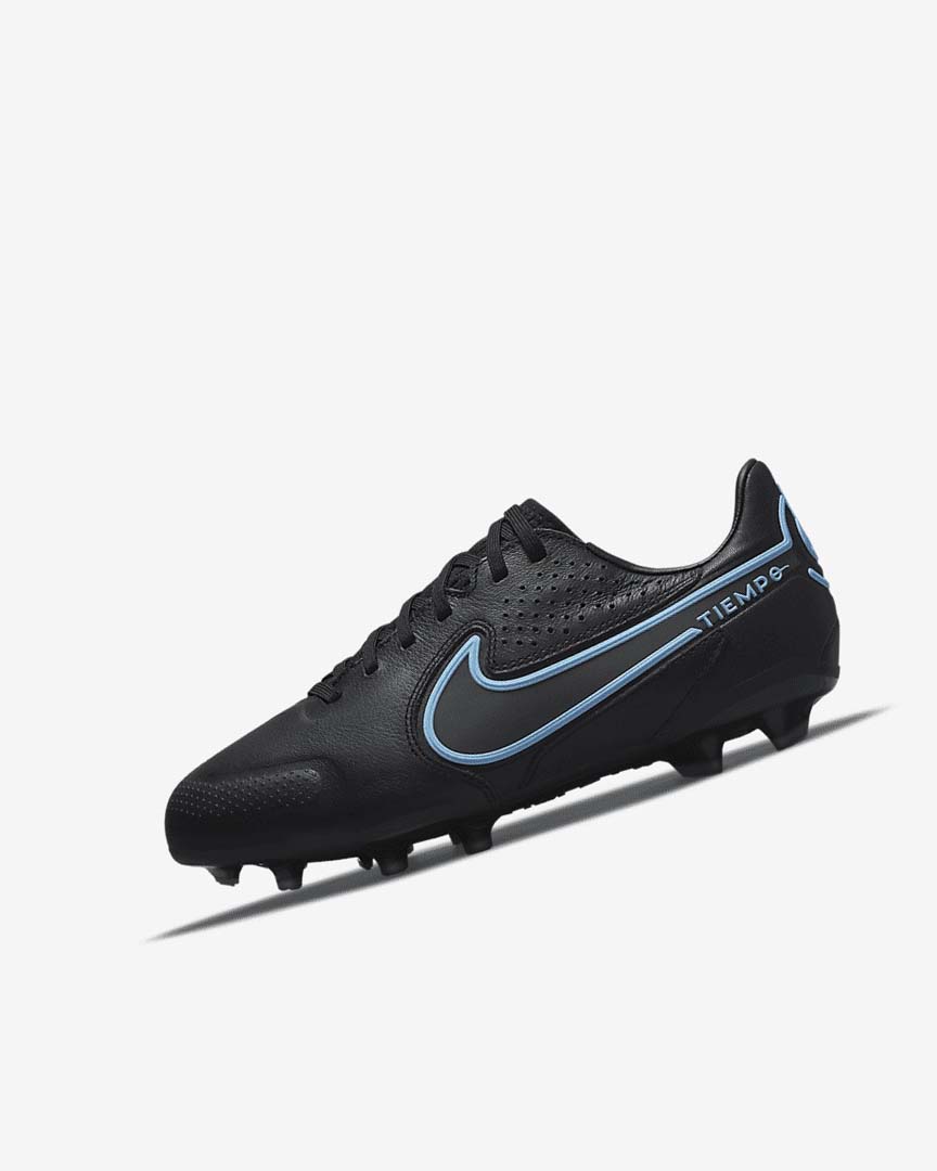 Nike Jr. Tiempo Legend 9 Pro FG Fotballsko Jente Svarte Grå Svarte | NO3178