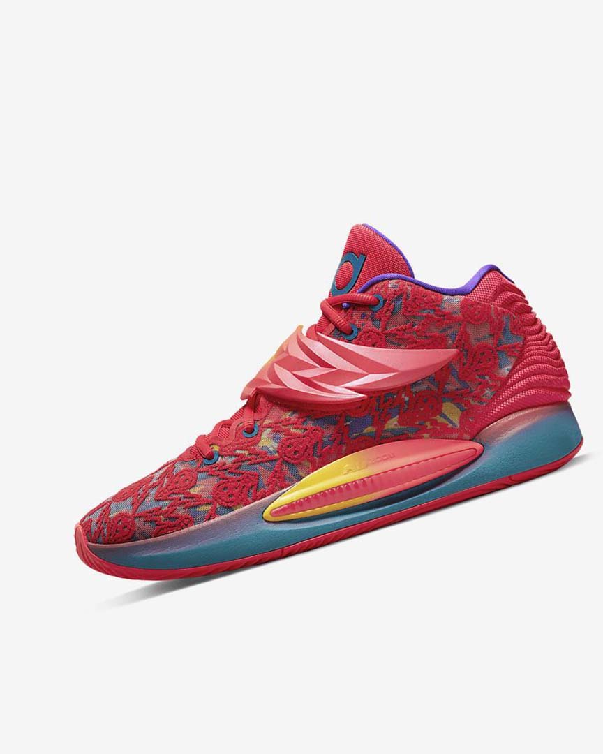 Nike KD14 Basketsko Dame Rød Gul Lilla Grønn | NO2969