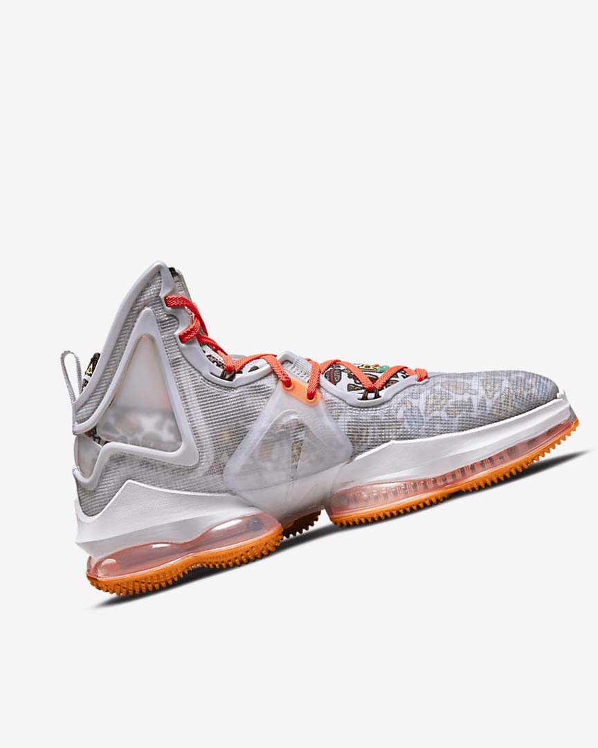 Nike LeBron 19 Basketsko Dame Grå Oransje Lyse Rød Grønn | NO2529