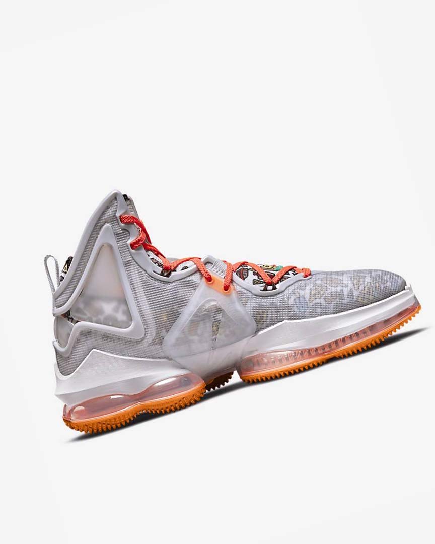 Nike LeBron 19 Basketsko Herre Grå Oransje Lyse Rød Grønn | NO4885