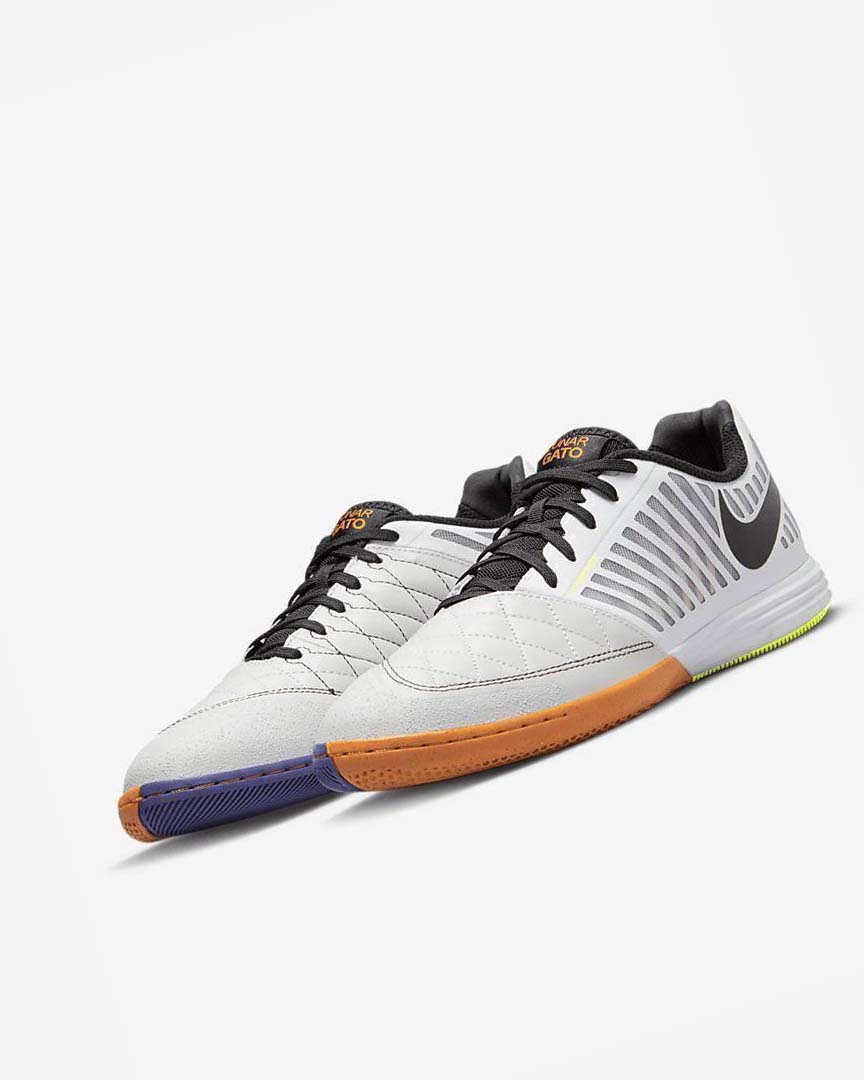 Nike Lunar Gato II IC Fotballsko Herre Hvite Dyp Gul Svarte | NO2366