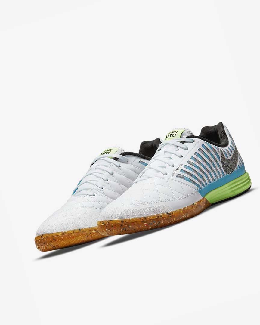 Nike Lunar Gato II IC Fotballsko Herre Hvite Lyse Blå Svarte Svarte | NO2740