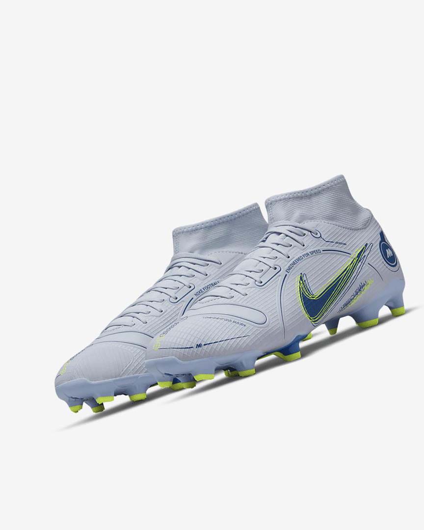 Nike Mercurial Superfly 8 Academy MG Fotballsko Dame Grå Lyse Blå Mørke Blå | NO4507