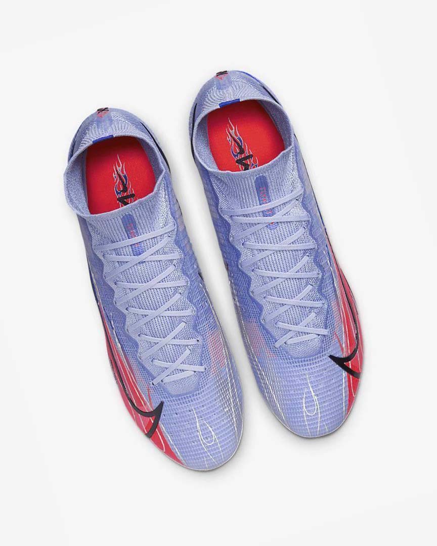 Nike Mercurial Superfly 8 Elite KM AG Fotballsko Herre Indigo Lyse Rød Metal Sølv | NO2986