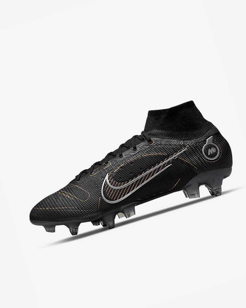 Nike Mercurial Superfly 8 Elite SG-PRO Anti-Clog Traction Fotballsko Herre Svarte Metal Sølv Grå Metal Gull | NO2781