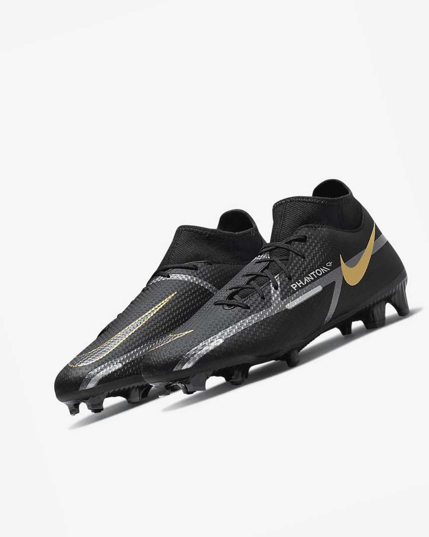 Nike Phantom GT2 Academy Dynamic Fit MG Fotballsko Herre Svarte Metal Gull Mørke Grå Metal Mørke Grå | NO2422