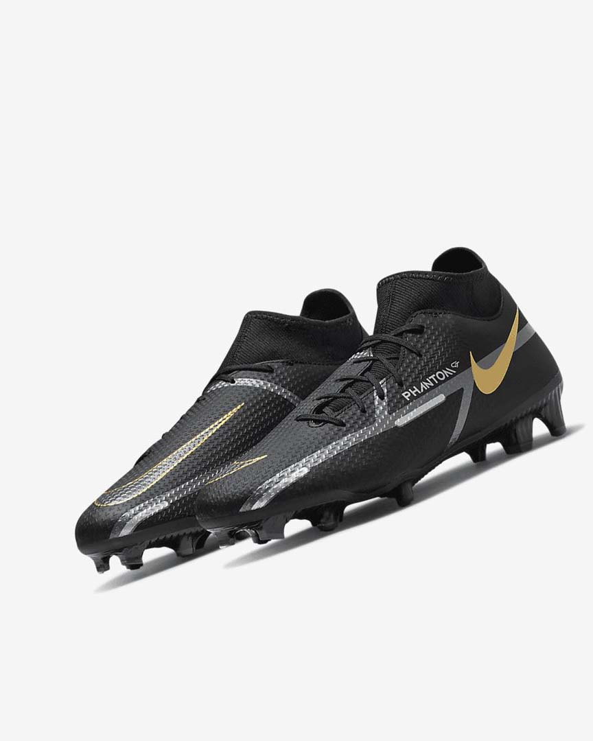 Nike Phantom GT2 Academy Dynamic Fit MG Fotballsko Dame Svarte Metal Gull Mørke Grå Metal Mørke Grå | NO5116