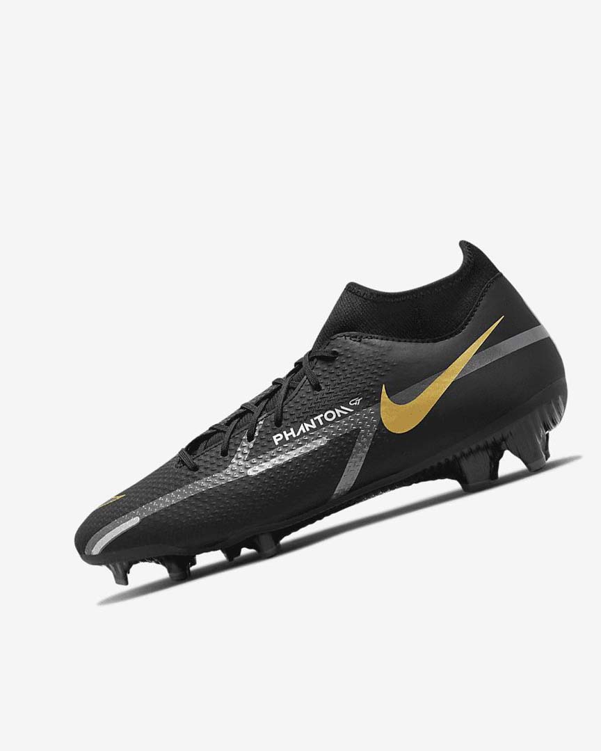 Nike Phantom GT2 Academy Dynamic Fit MG Fotballsko Dame Svarte Metal Gull Mørke Grå Metal Mørke Grå | NO5116