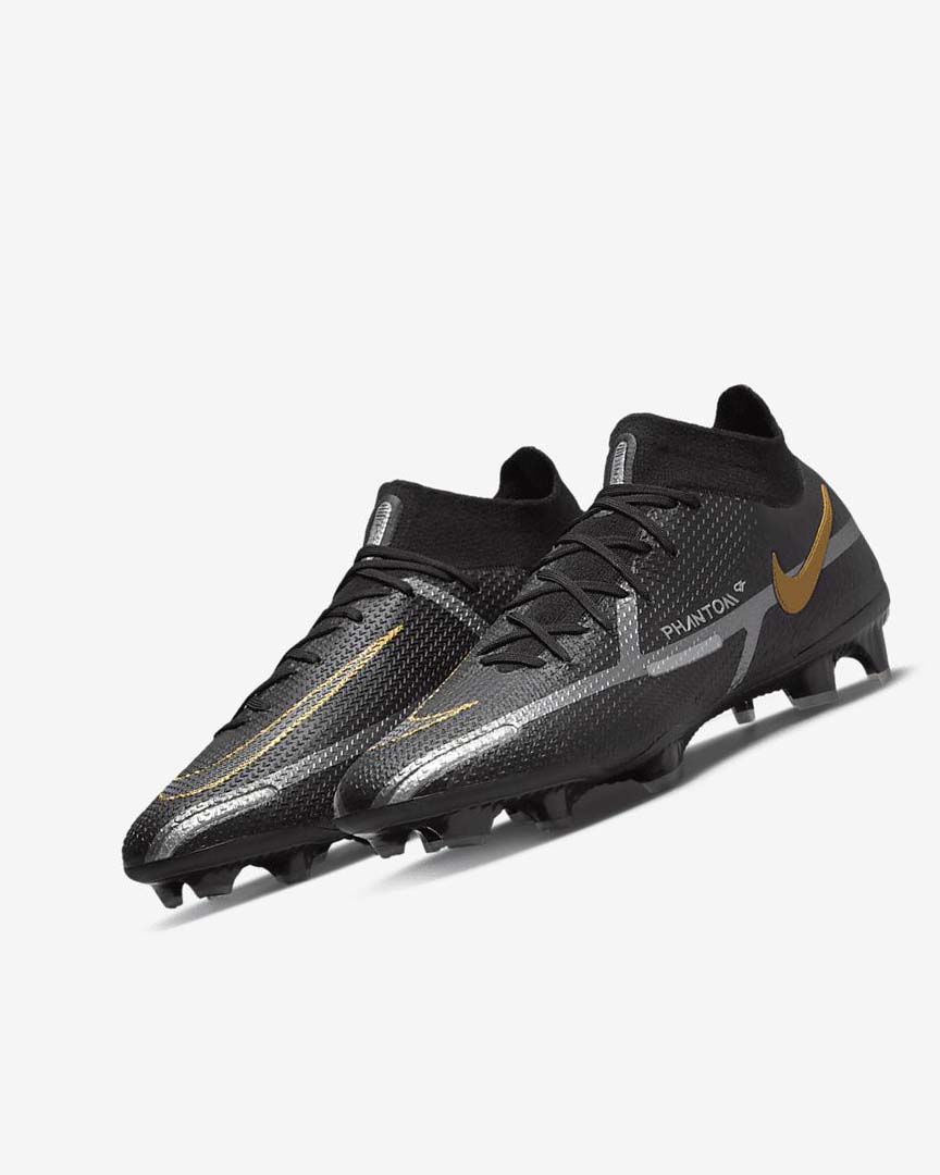 Nike Phantom GT2 Dynamic Fit Elite FG Fotballsko Dame Svarte Metal Gull Metal Sølv Metal Mørke Grå | NO3107