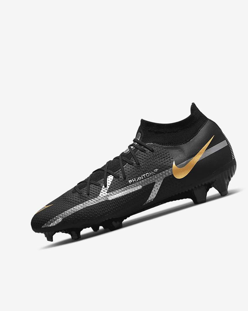 Nike Phantom GT2 Pro Dynamic Fit FG Fotballsko Dame Svarte Metal Gull Metal Sølv Metal Mørke Grå | NO4708