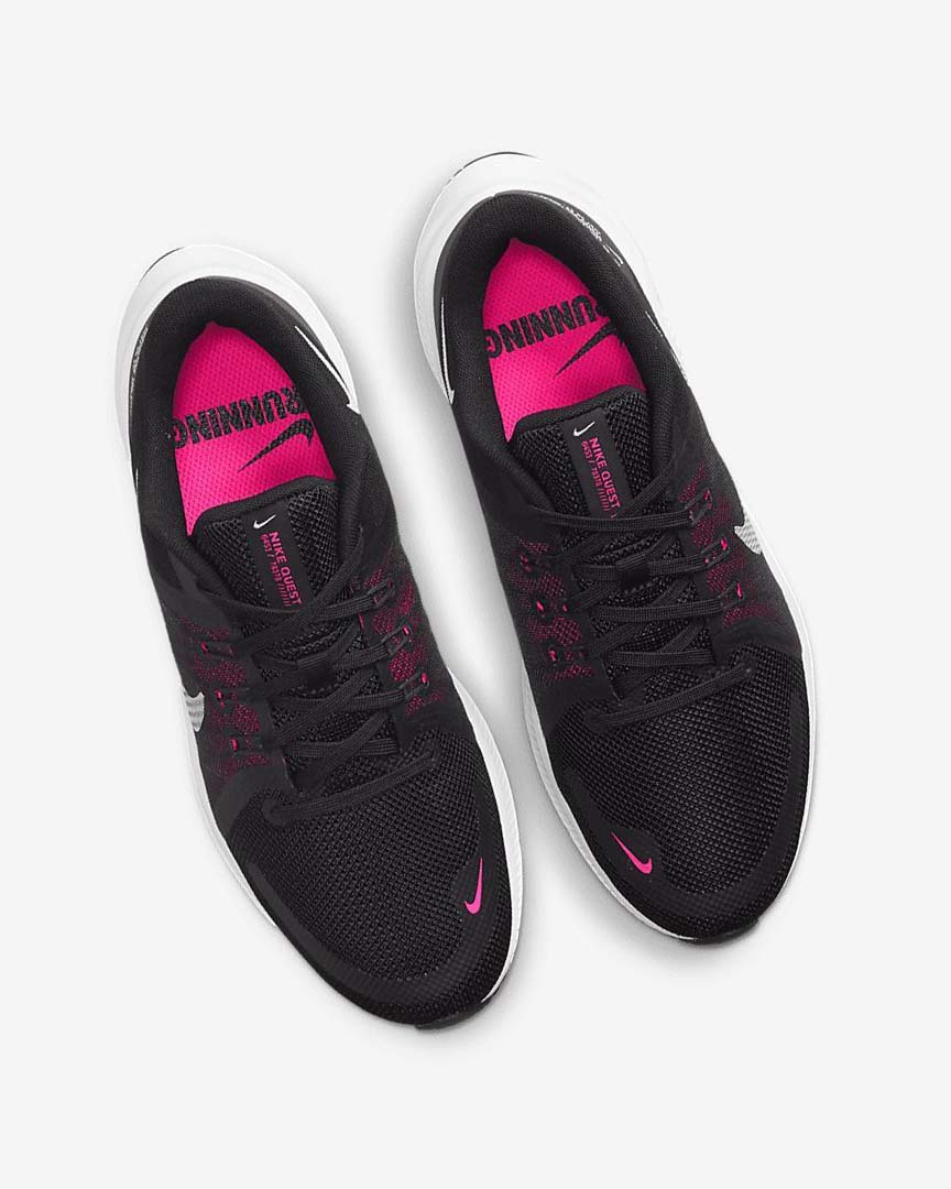 Nike Quest 4 Løpesko Vei Dame Svarte Rosa Mørke Grå Hvite | NO5168