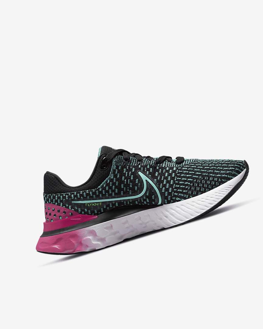 Nike React Infinity Run Flyknit 3 Løpesko Vei Dame Svarte Rosa Turkis Turkis | NO2832