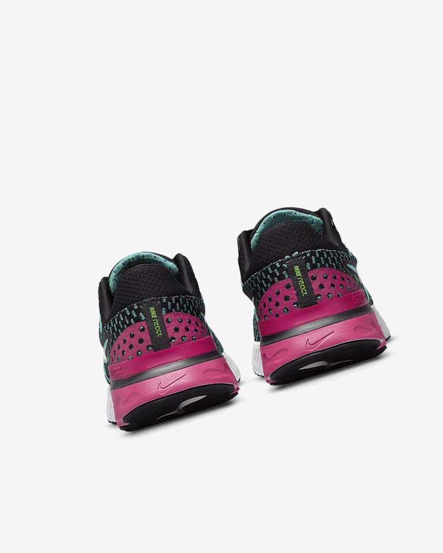 Nike React Infinity Run Flyknit 3 Løpesko Vei Dame Svarte Rosa Turkis Turkis | NO2832