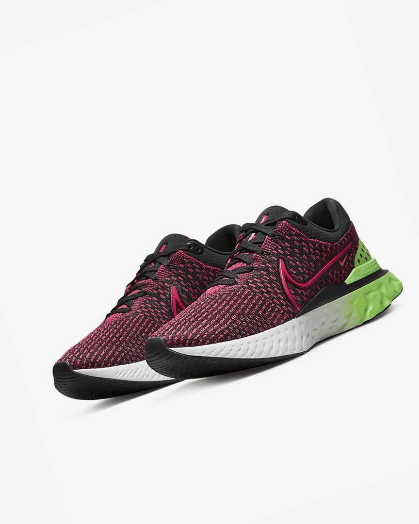 Nike React Infinity Run Flyknit 3 Løpesko Vei Herre Svarte Grønn Rød Rød | NO2964