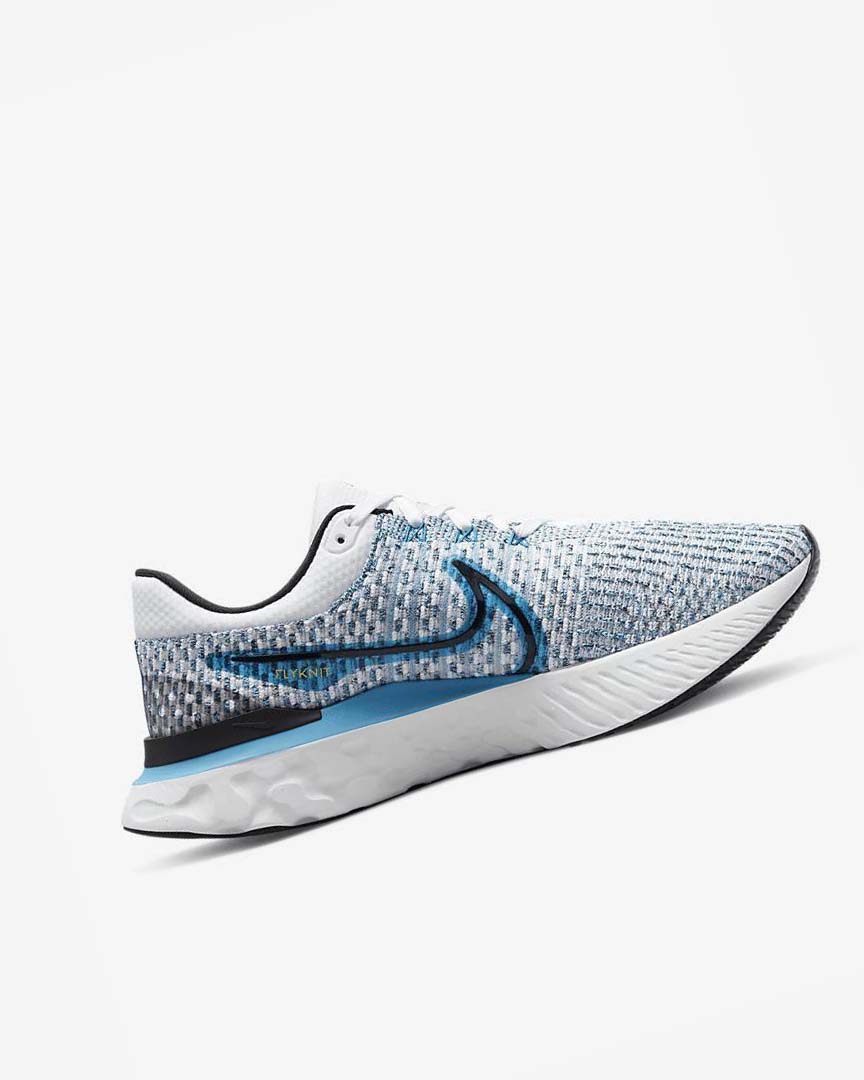 Nike React Infinity Run Flyknit 3 Løpesko Vei Herre Hvite Blå Blå Svarte | NO5094