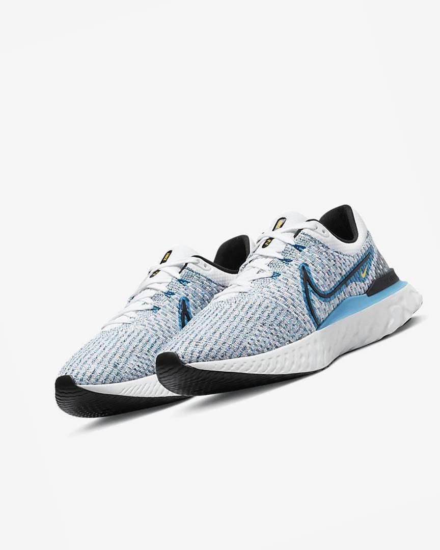 Nike React Infinity Run Flyknit 3 Løpesko Vei Herre Hvite Blå Blå Svarte | NO5094