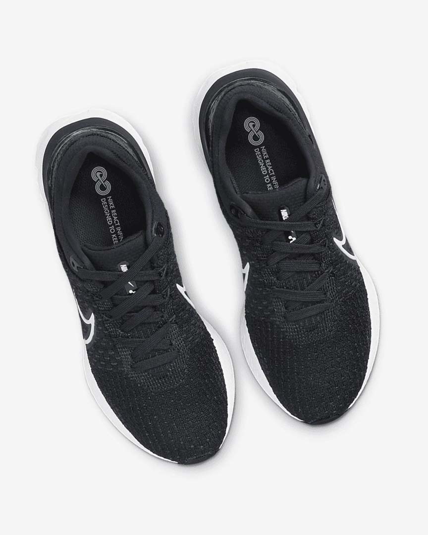 Nike React Infinity Run Flyknit 3 Løpesko Vei Dame Svarte Hvite | NO5441