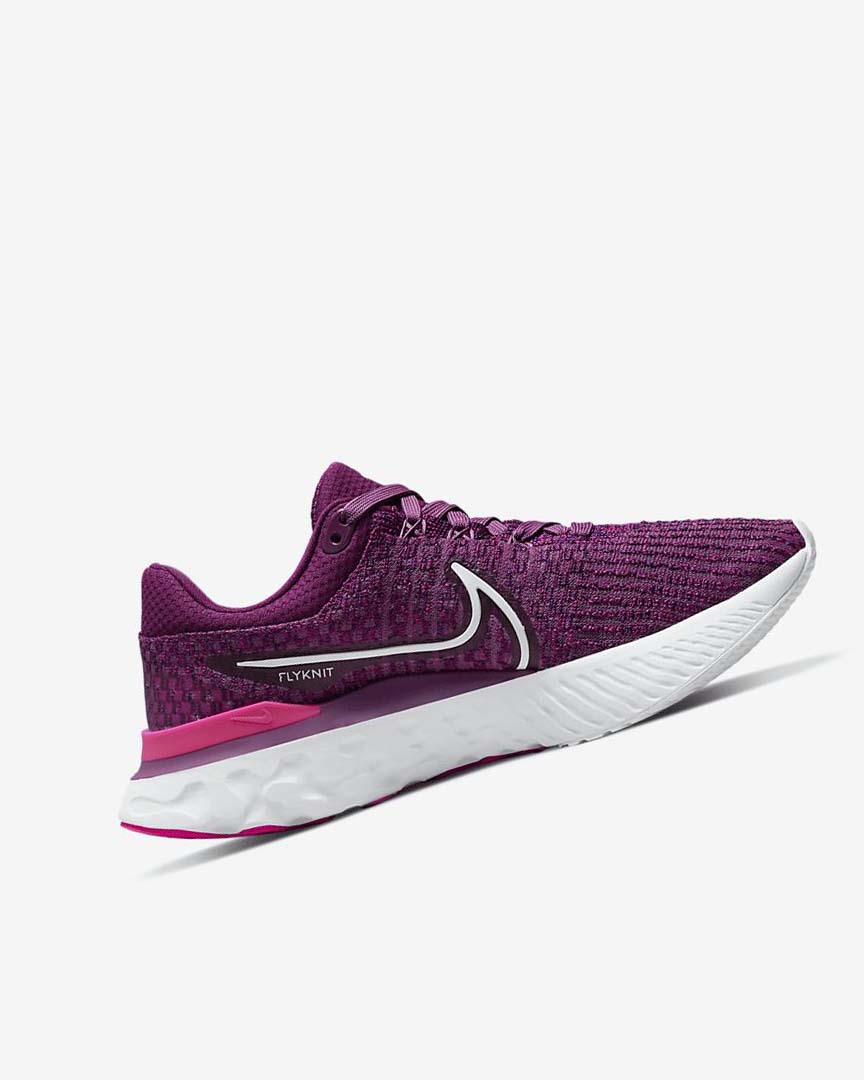 Nike React Infinity Run Flyknit 3 Løpesko Vei Dame Lyse Burgunder Rosa Hvite | NO5524