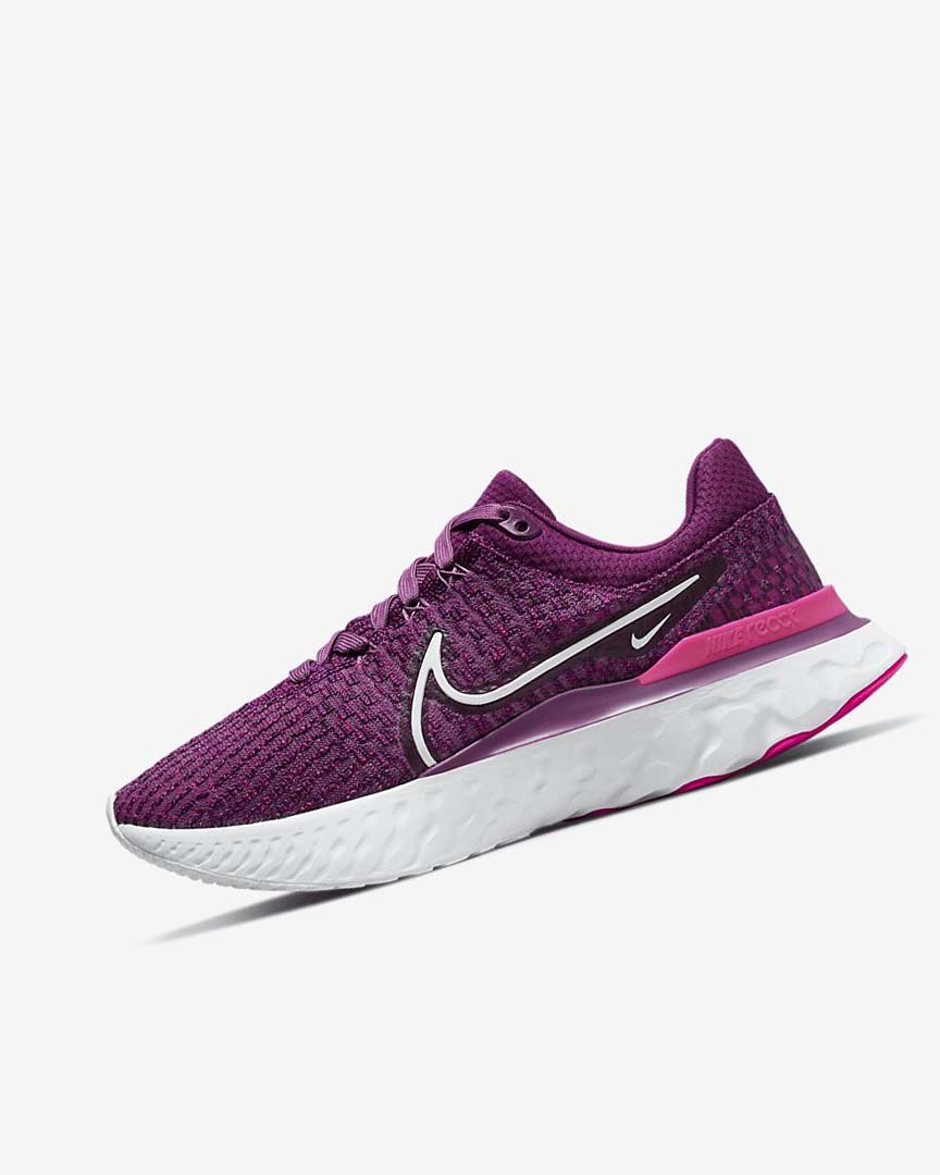 Nike React Infinity Run Flyknit 3 Løpesko Vei Dame Lyse Burgunder Rosa Hvite | NO5524