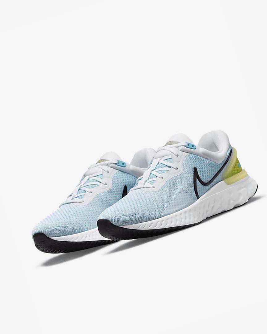 Nike React Miler 3 Løpesko Vei Herre Hvite Blå Svarte | NO3227