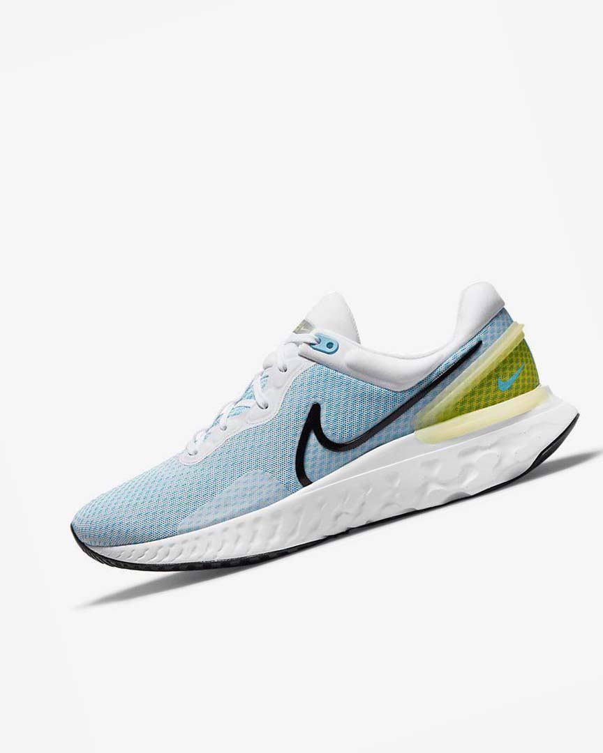 Nike React Miler 3 Løpesko Vei Herre Hvite Blå Svarte | NO3227