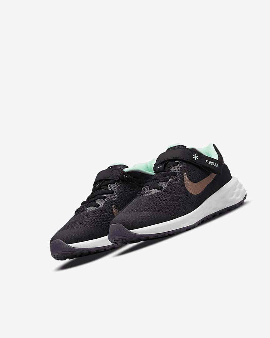 Nike Revolution 6 FlyEase Løpesko Vei Jente Svarte Mint Lilla Metal Rød Brune | NO2871