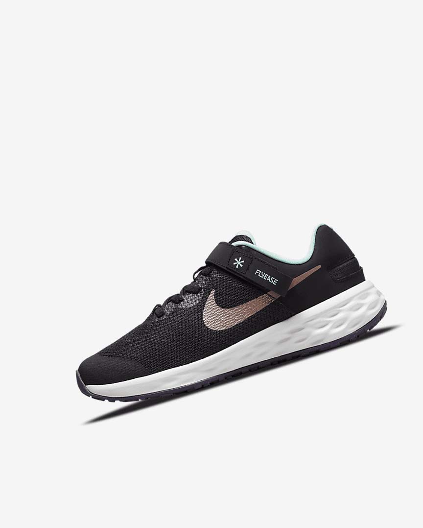 Nike Revolution 6 FlyEase Løpesko Vei Jente Svarte Mint Lilla Metal Rød Brune | NO2871