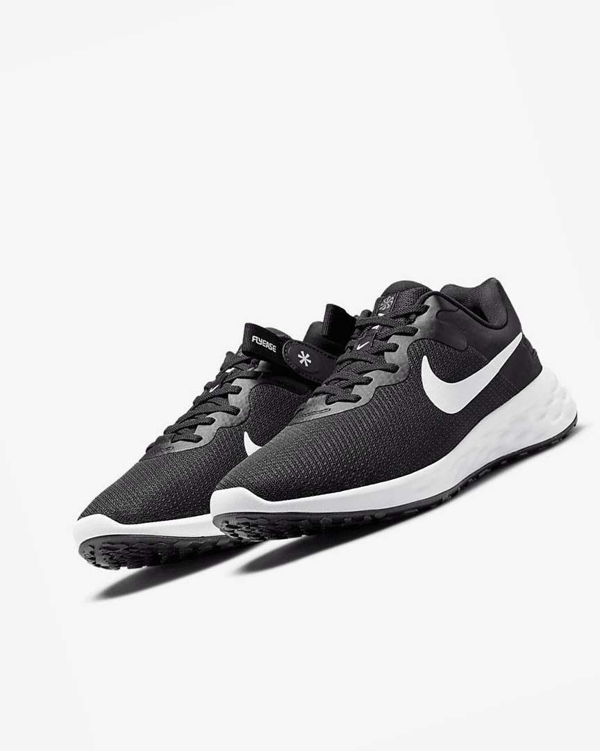 Nike Revolution 6 FlyEase Next Nature Løpesko Vei Herre Svarte Grå Hvite | NO5440