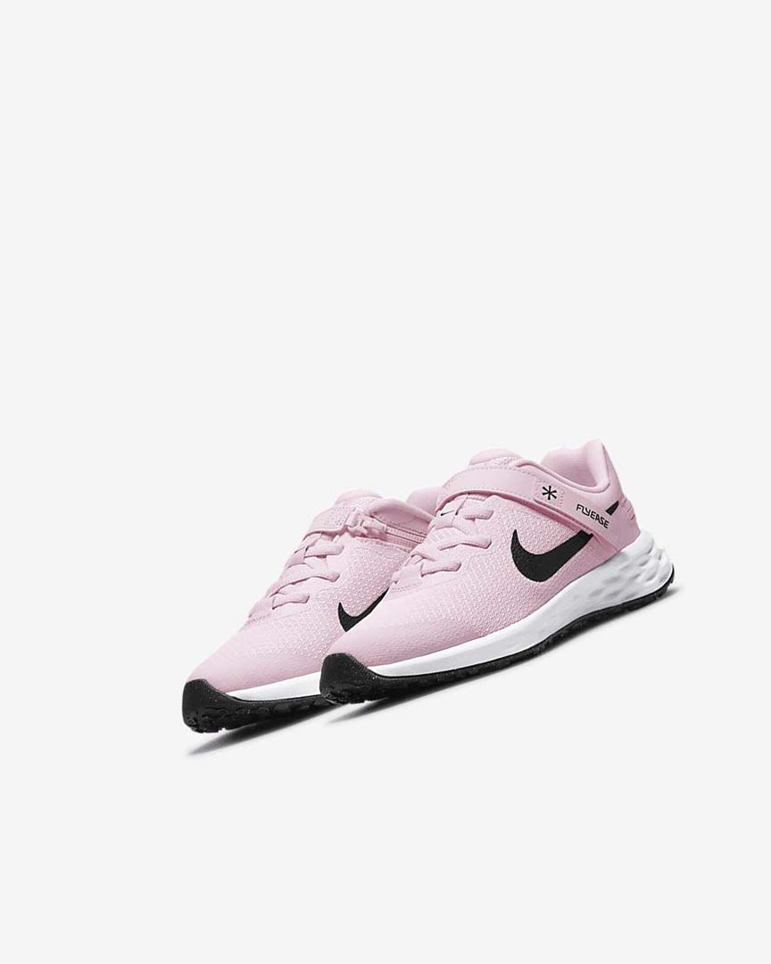 Nike Revolution 6 FlyEase Sko Gutt Rosa Svarte | NO2355