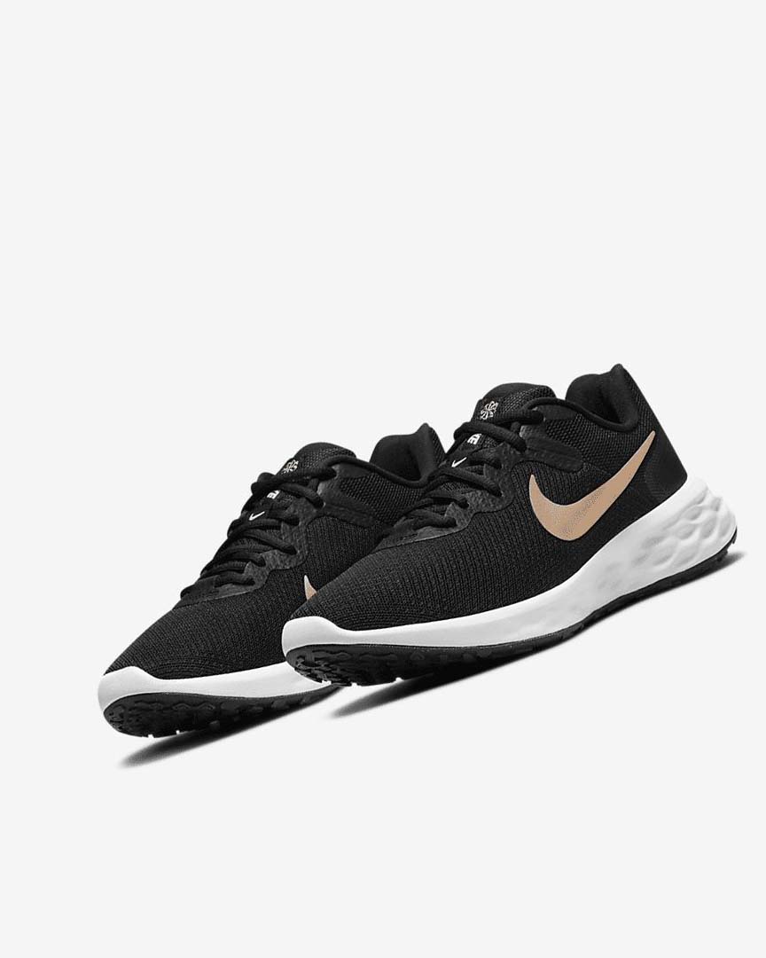 Nike Revolution 6 Next Nature Løpesko Vei Dame Svarte Hvite Metal Kopper | NO5070