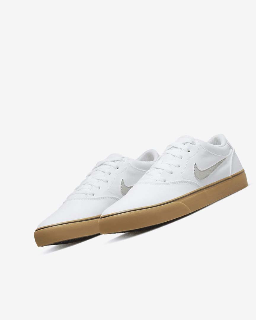 Nike SB Chron 2 Canvas Skatesko Dame Hvite Hvite Lyse Brune Lyse Beige | NO2827