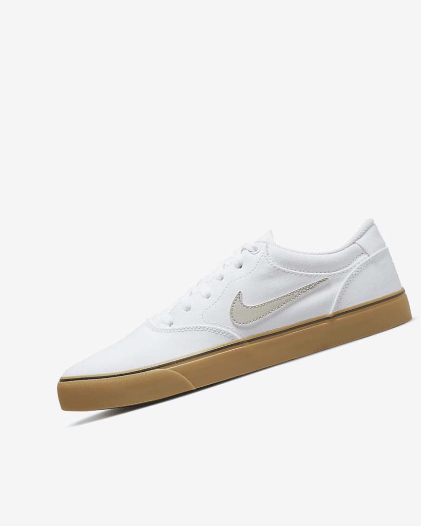 Nike SB Chron 2 Canvas Skatesko Dame Hvite Hvite Lyse Brune Lyse Beige | NO2827