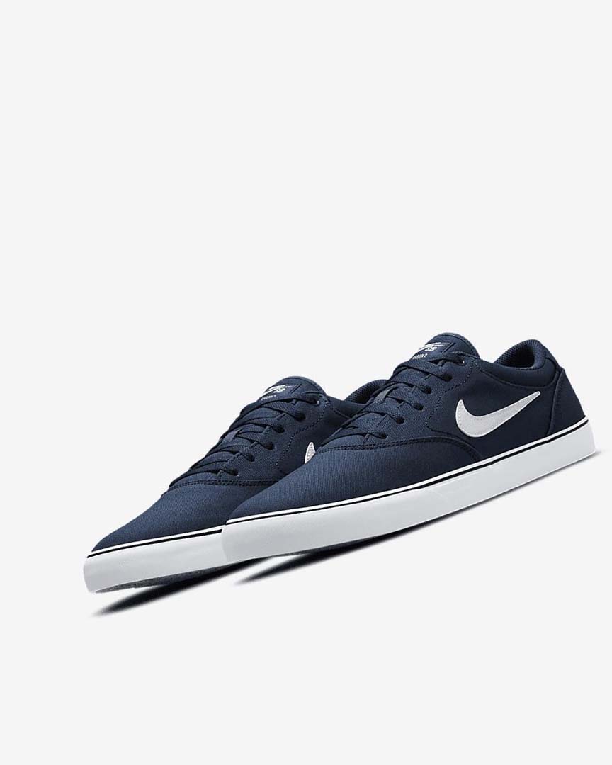 Nike SB Chron 2 Canvas Skatesko Dame Marineblå Marineblå Svarte Hvite | NO5427