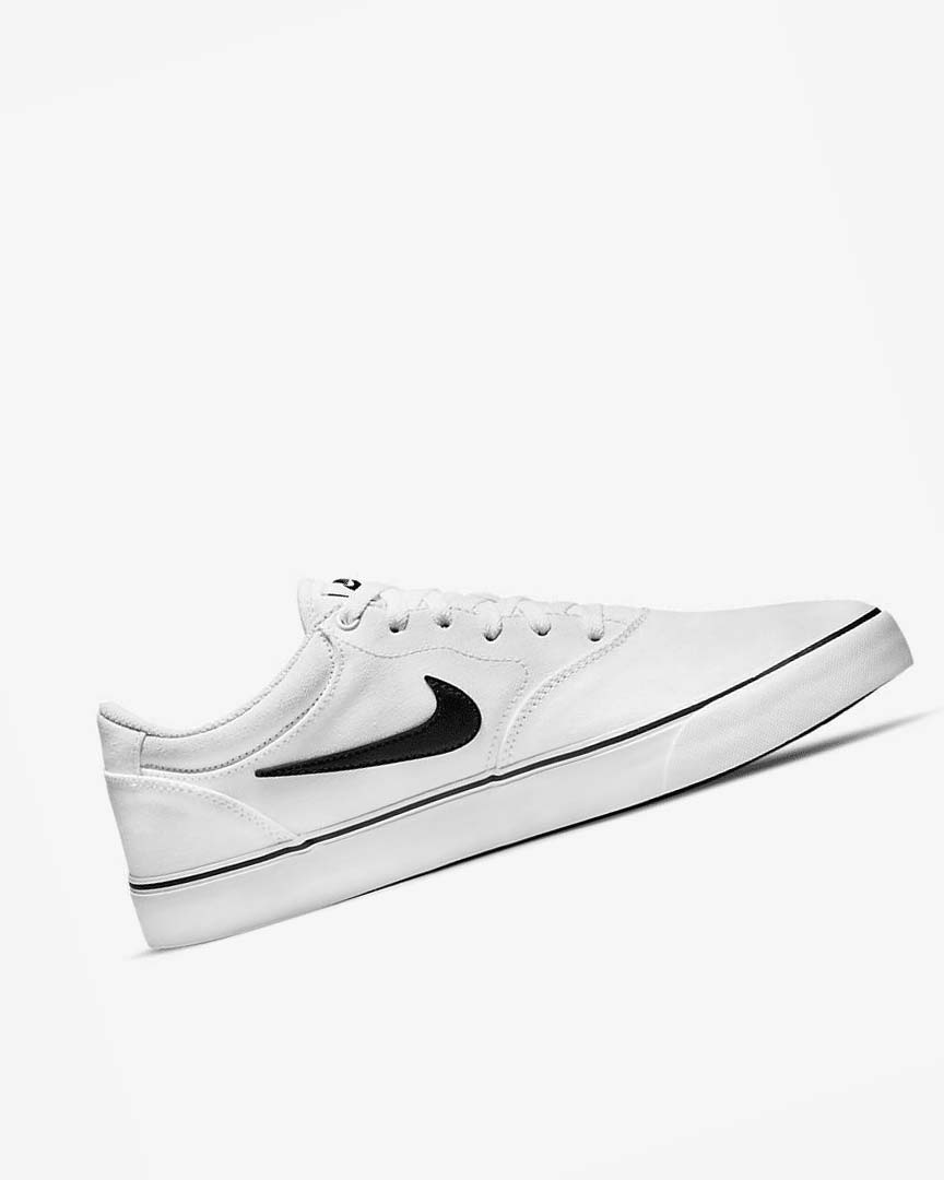 Nike SB Chron 2 Canvas Skatesko Herre Hvite Hvite Svarte | NO2551