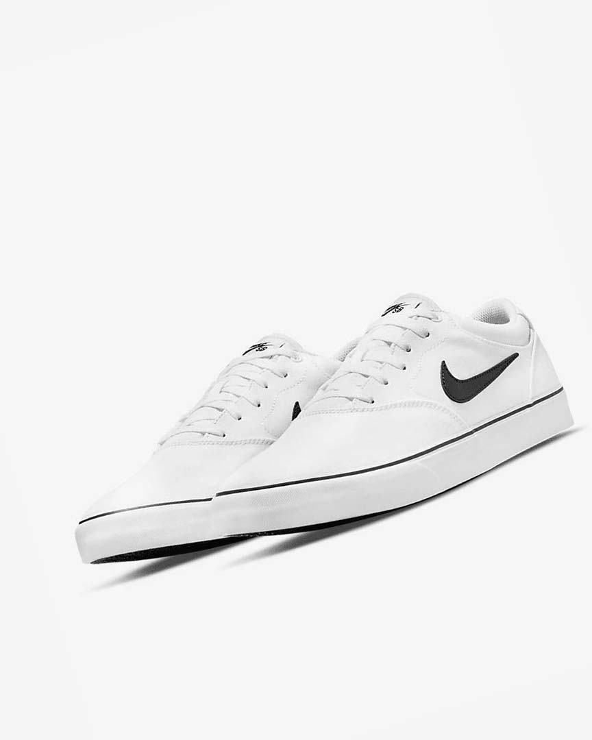 Nike SB Chron 2 Canvas Skatesko Herre Hvite Hvite Svarte | NO2551