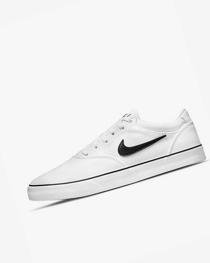 Nike SB Chron 2 Canvas Skatesko Herre Hvite Hvite Svarte | NO2551