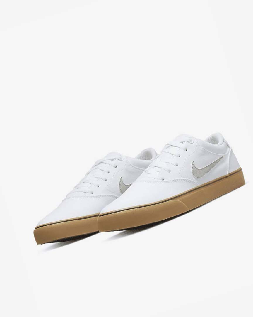 Nike SB Chron 2 Canvas Skatesko Herre Hvite Hvite Lyse Brune Lyse Beige | NO5120