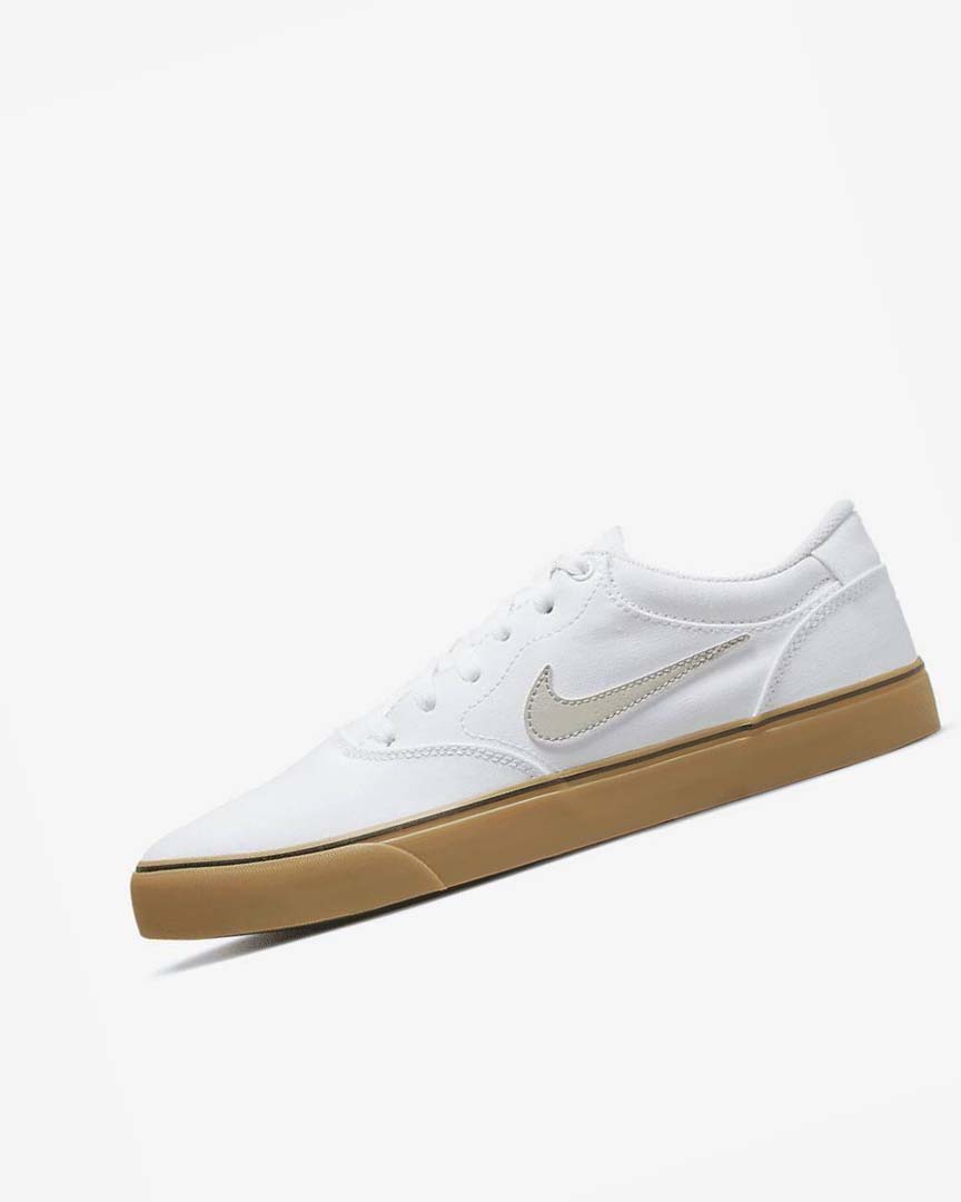 Nike SB Chron 2 Canvas Skatesko Herre Hvite Hvite Lyse Brune Lyse Beige | NO5120