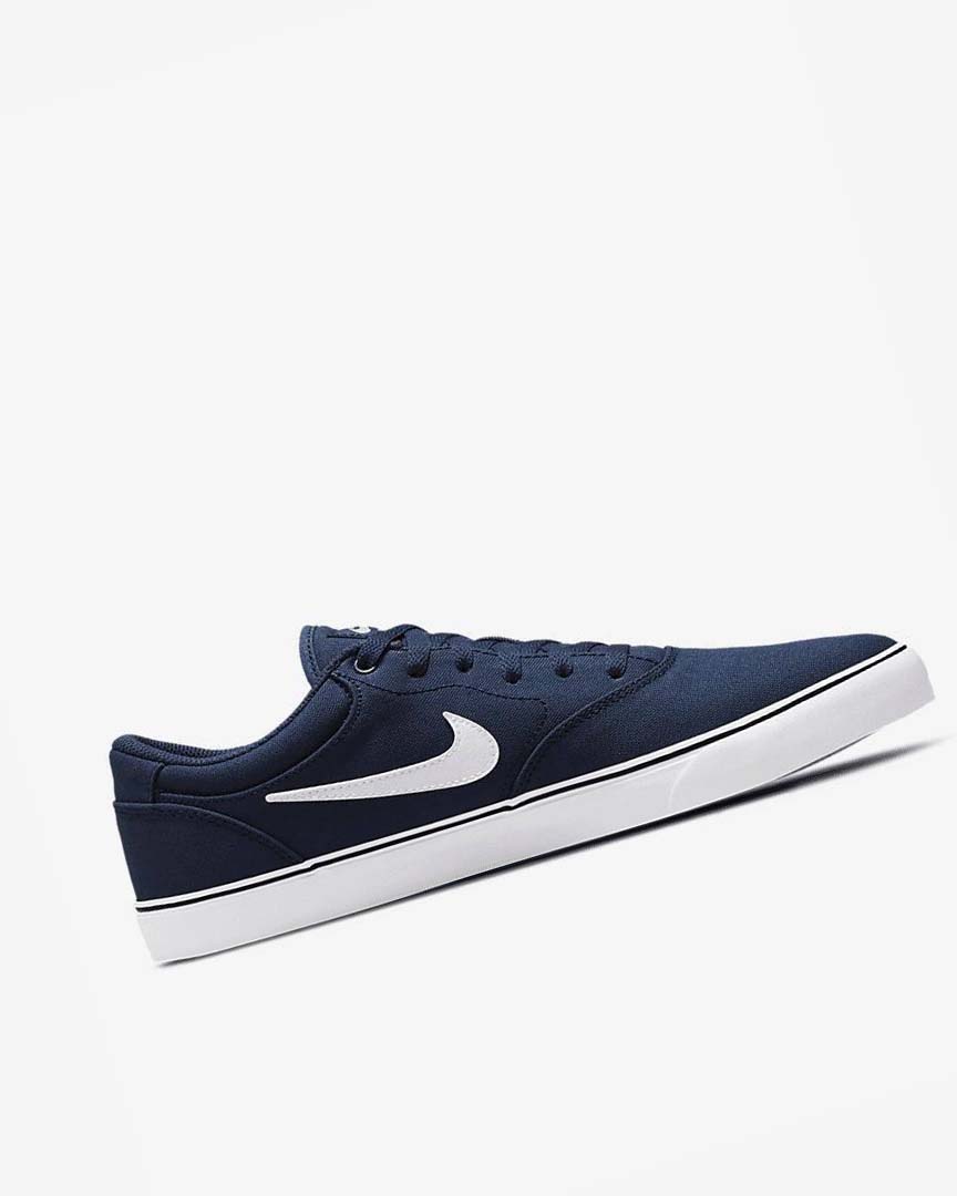 Nike SB Chron 2 Canvas Skatesko Herre Marineblå Marineblå Svarte Hvite | NO5234