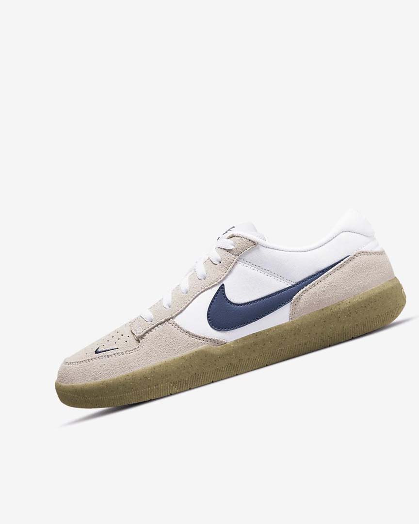 Nike SB Force 58 Skatesko Dame Hvite Hvite Lyse Brune Marineblå | NO2963