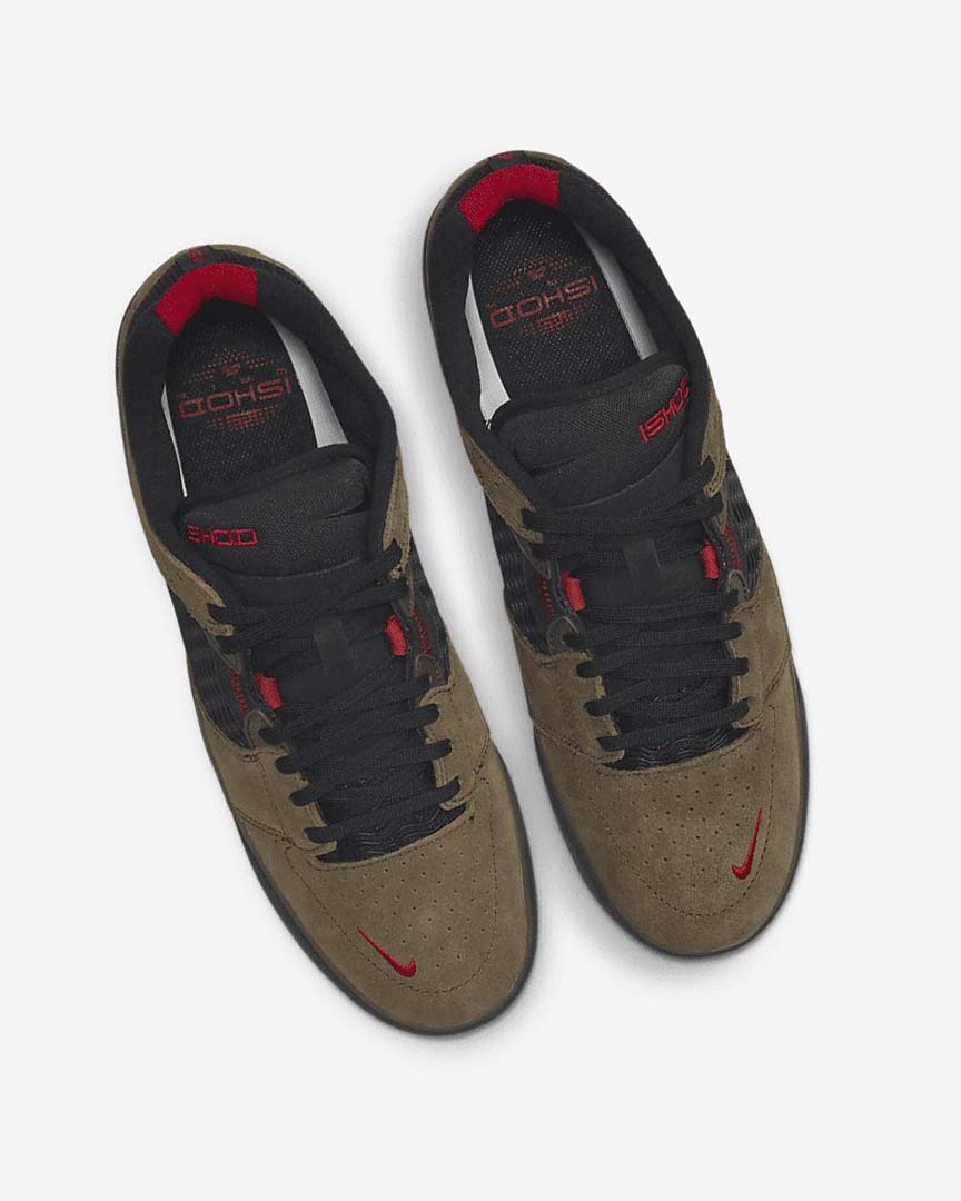 Nike SB Ishod Wair Skatesko Dame Lyse Olivengrønne Lyse Olivengrønne Rød Svarte | NO4867