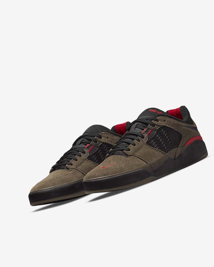 Nike SB Ishod Wair Skatesko Dame Lyse Olivengrønne Lyse Olivengrønne Rød Svarte | NO4867