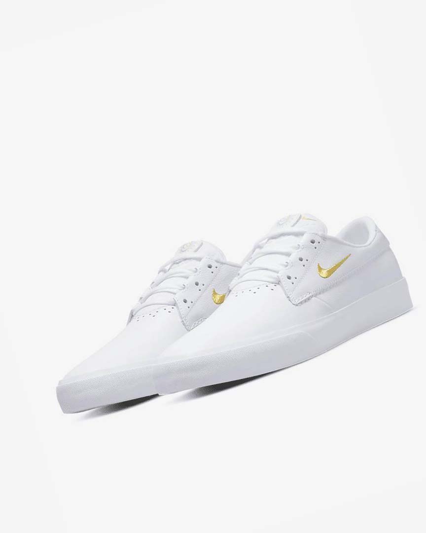 Nike SB Shane PRM Skatesko Herre Hvite Hvite Hvite Metal Gull | NO2541