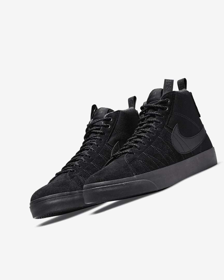 Nike SB Zoom Blazer Mid PRM Skatesko Dame Svarte Mørke Grå Svarte Svarte | NO5007