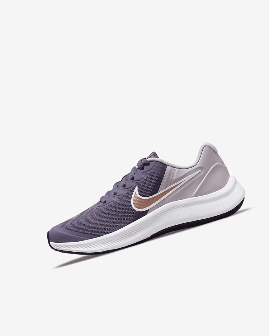 Nike Star Runner 3 Løpesko Vei Jente Lilla Grå Metal Rød Brune | NO4493